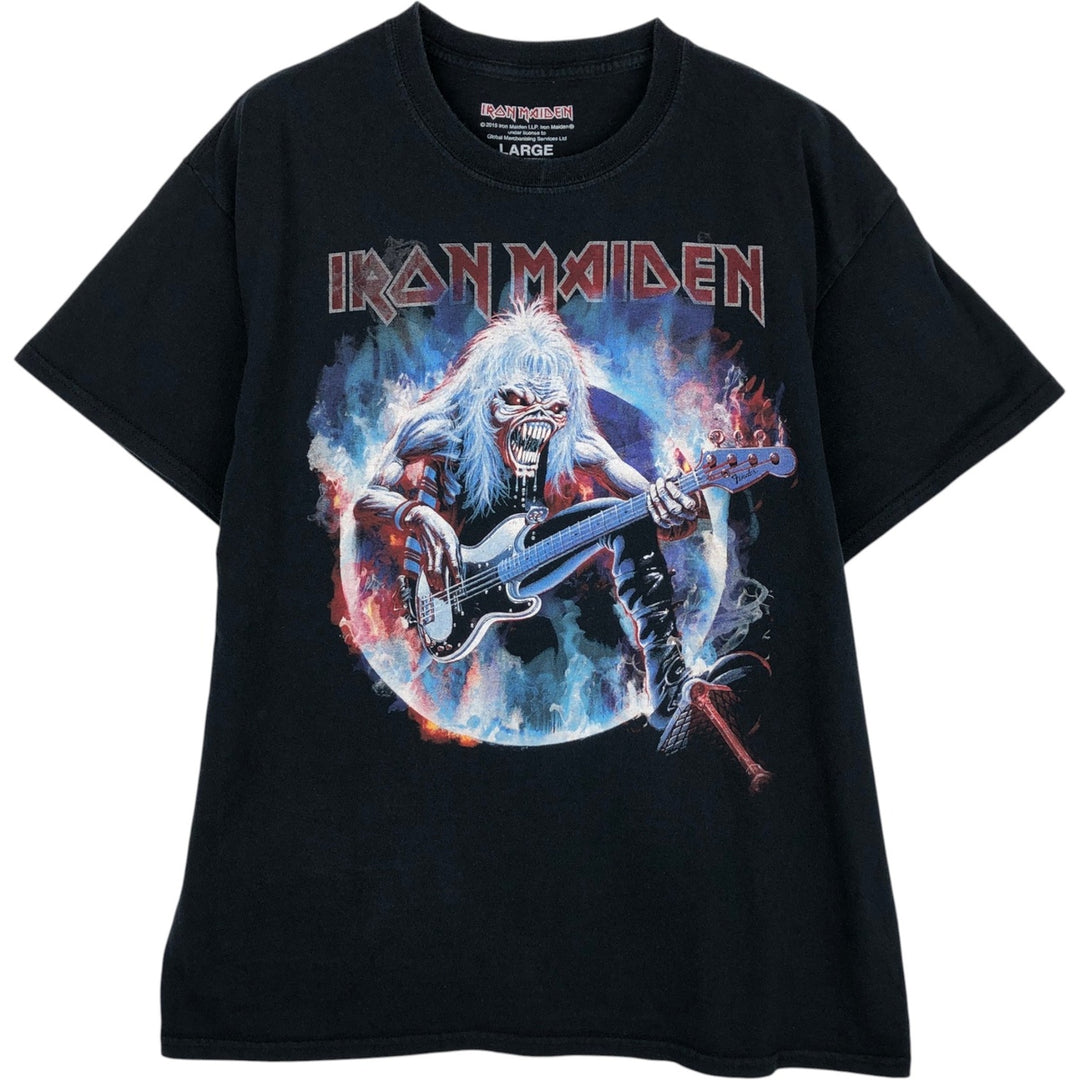 IRON MAIDEN Iron Maiden Band T-shirt Band T Men's L size cotton black type Vintage Second Hand