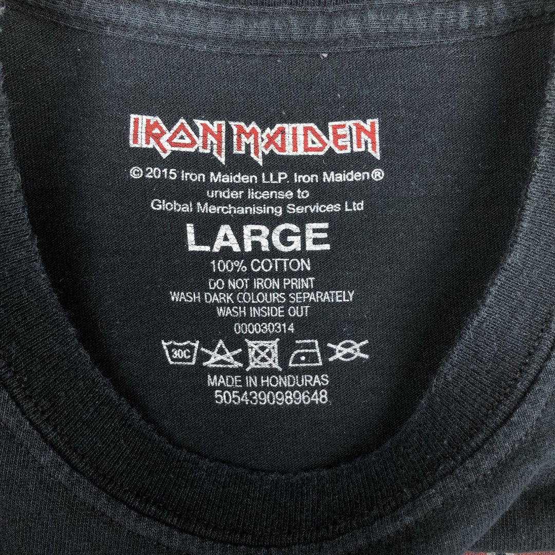 IRON MAIDEN Iron Maiden Band T-shirt Band T Men's L size cotton black type Vintage Second Hand