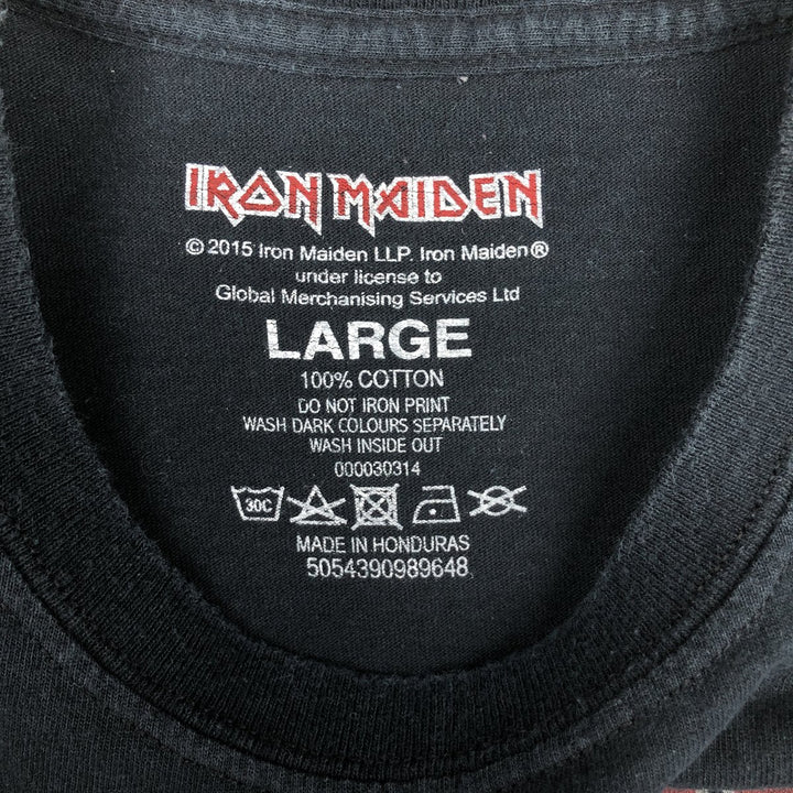 IRON MAIDEN Iron Maiden Band T-shirt Band T Men's L size cotton black type Vintage Second Hand
