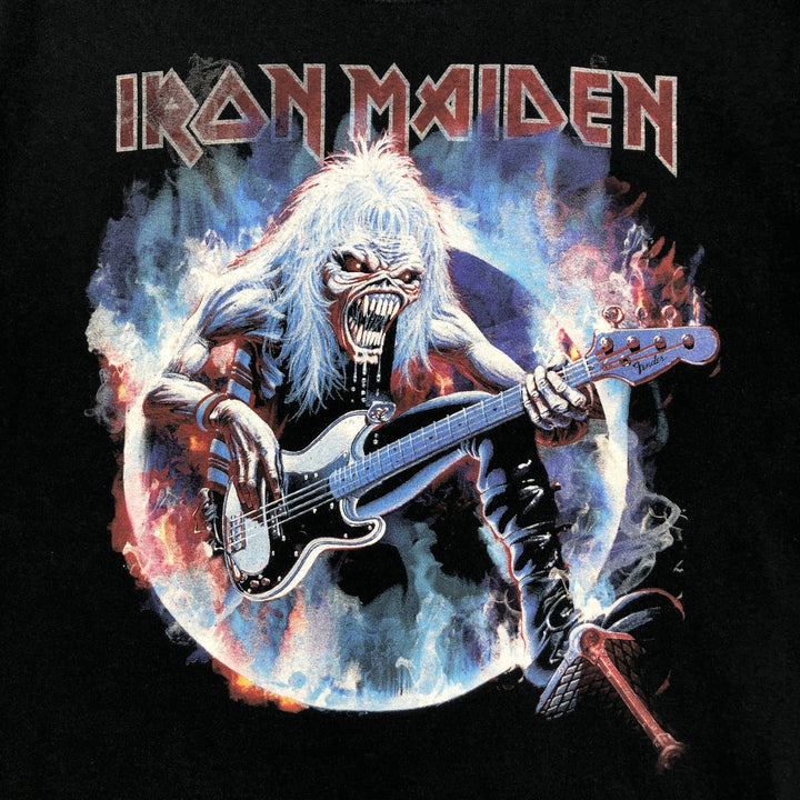 IRON MAIDEN Iron Maiden Band T-shirt Band T Men's L size cotton black type Vintage Second Hand