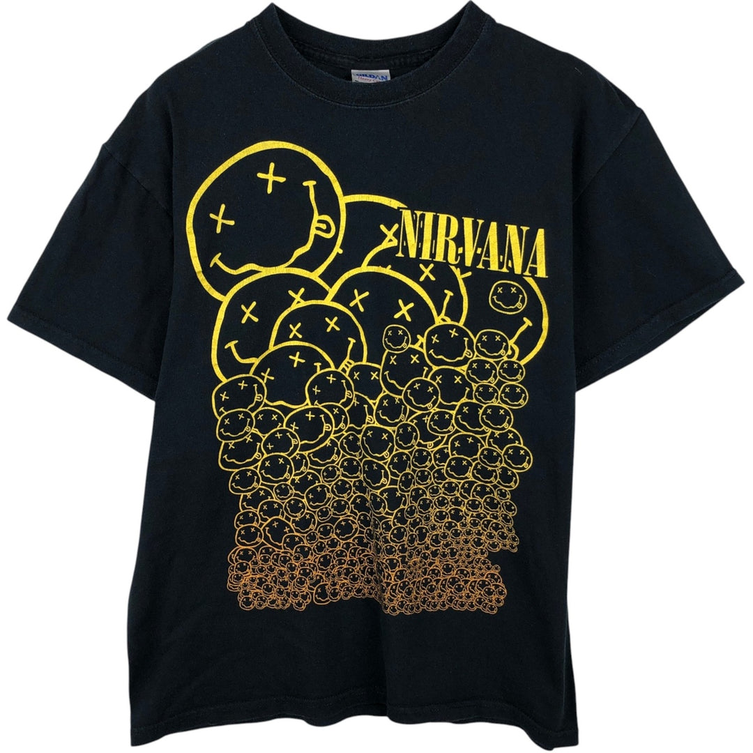 Gildan GILDAN NIRVANA Nirvana Band T-shirt Band T Men's M size cotton black type Vintage Second Hand