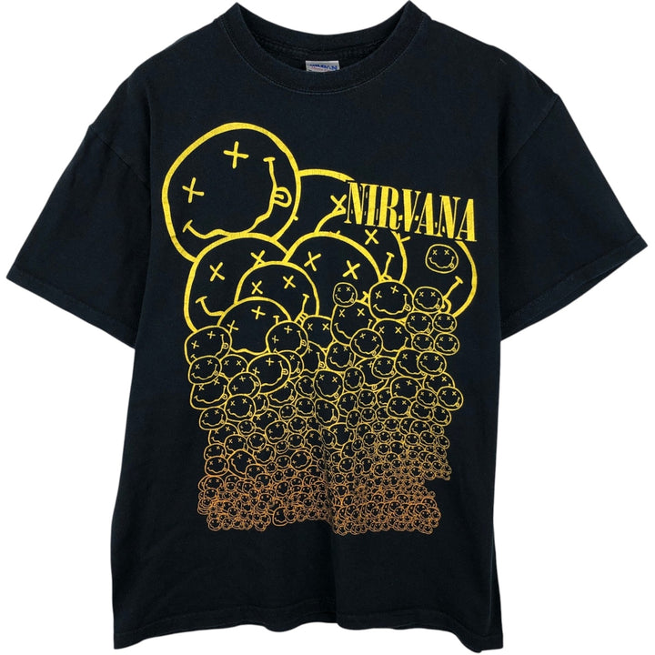 Gildan GILDAN NIRVANA Nirvana Band T-shirt Band T Men's M size cotton black type Vintage Second Hand