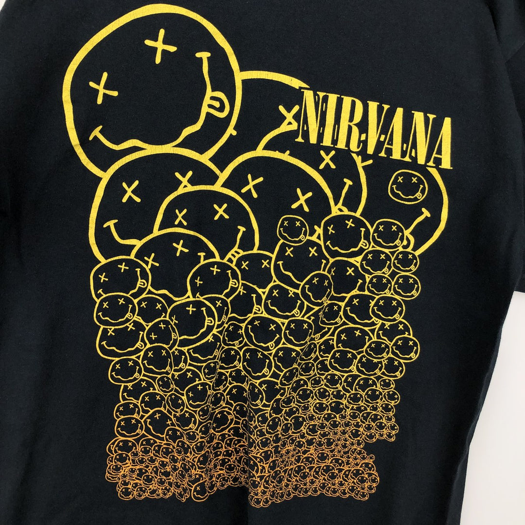 Gildan GILDAN NIRVANA Nirvana Band T-shirt Band T Men's M size cotton black type Vintage Second Hand