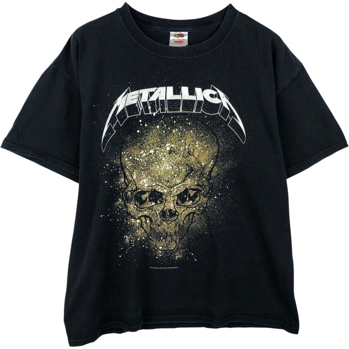 Fruit of the Loom HEAVY cotton Metallica skull pattern band t-shirt (men's size L equivalent) cotton black type Vintage Second Hand