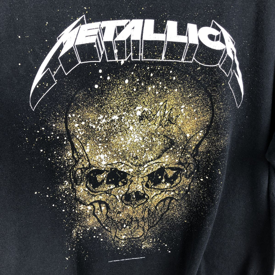 Fruit of the Loom HEAVY cotton Metallica skull pattern band t-shirt (men's size L equivalent) cotton black type Vintage Second Hand