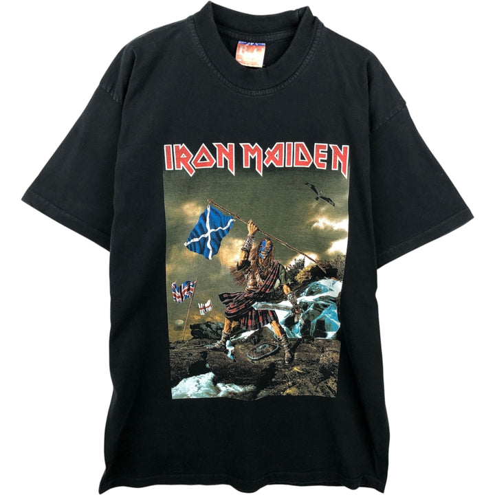 B and C IRON MAIDEN Band T-shirt (Men's size L) cotton black type Vintage Second Hand