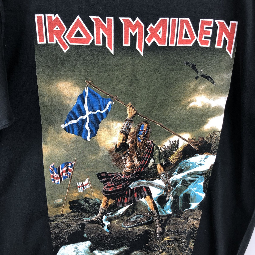 B and C IRON MAIDEN Band T-shirt (Men's size L) cotton black type Vintage Second Hand