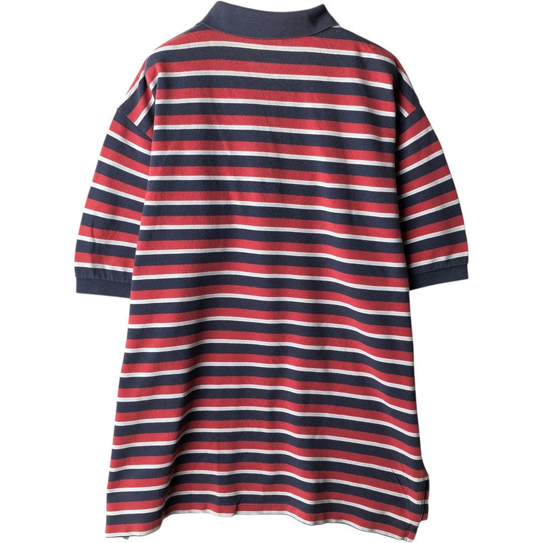 Ralph Lauren POLO by Ralph Lauren short sleeve striped polo shirt, men's XL size cotton red type Vintage Second Hand