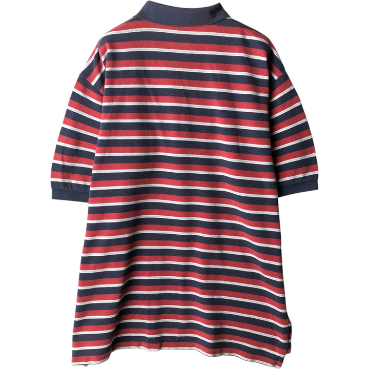 Ralph Lauren POLO by Ralph Lauren short sleeve striped polo shirt, men's XL size cotton red type Vintage Second Hand