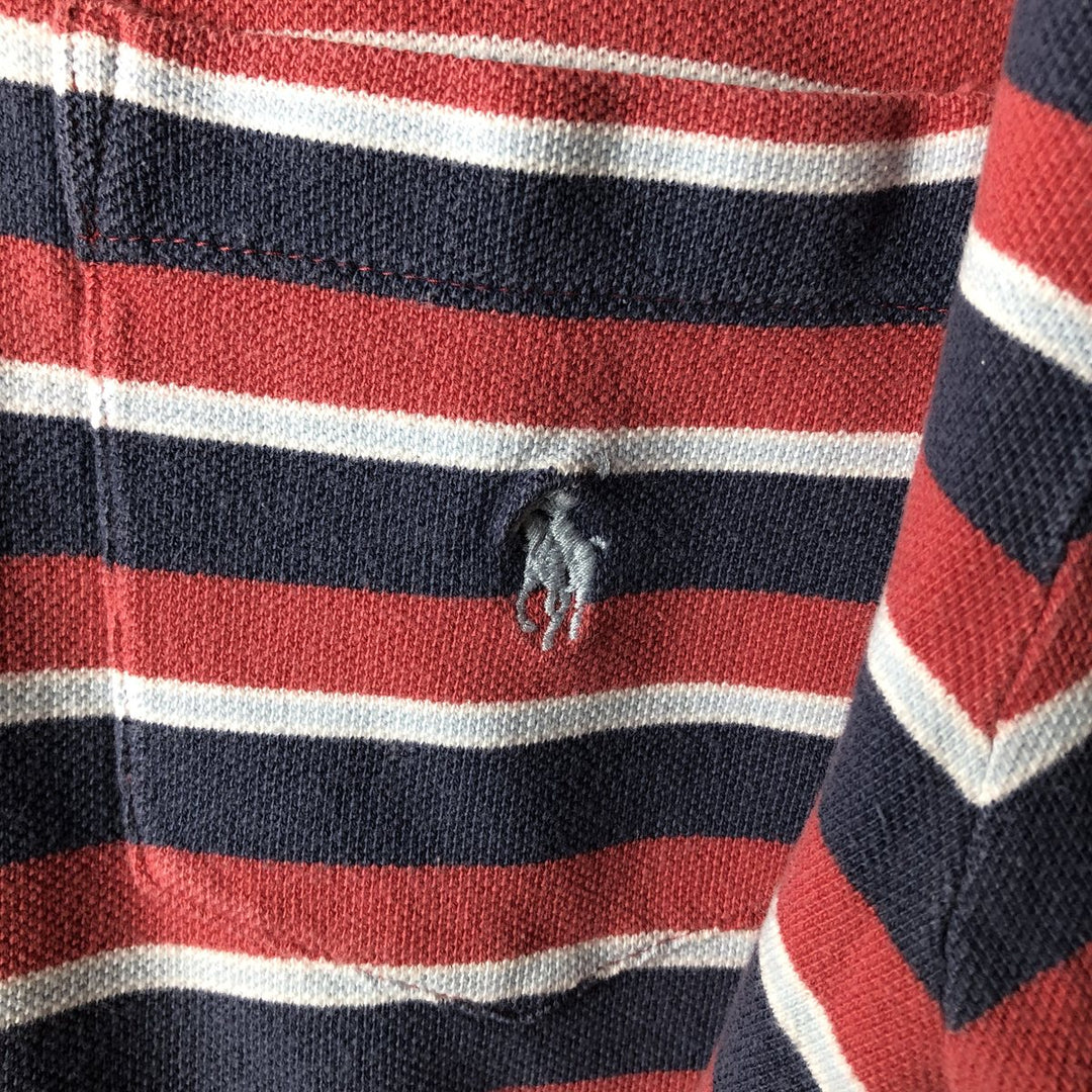 Ralph Lauren POLO by Ralph Lauren short sleeve striped polo shirt, men's XL size cotton red type Vintage Second Hand