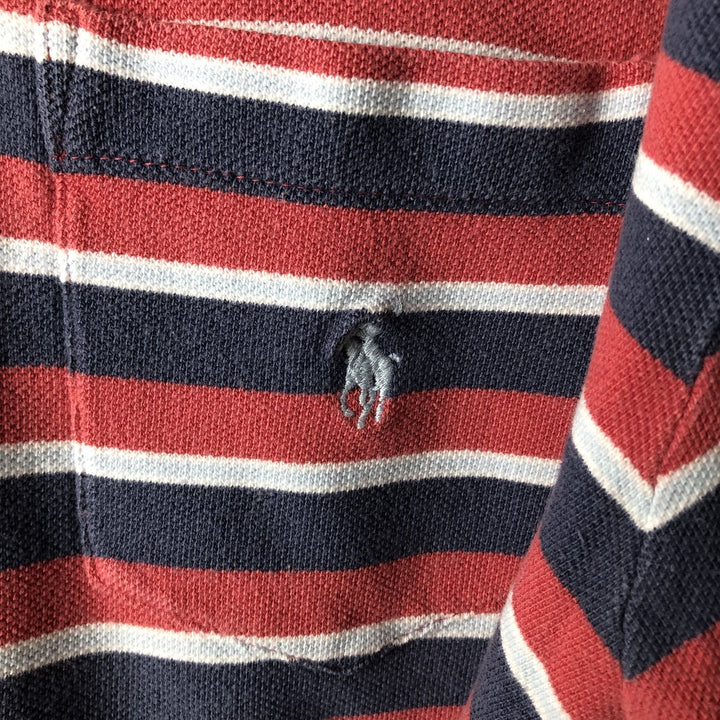 Ralph Lauren POLO by Ralph Lauren short sleeve striped polo shirt, men's XL size cotton red type Vintage Second Hand