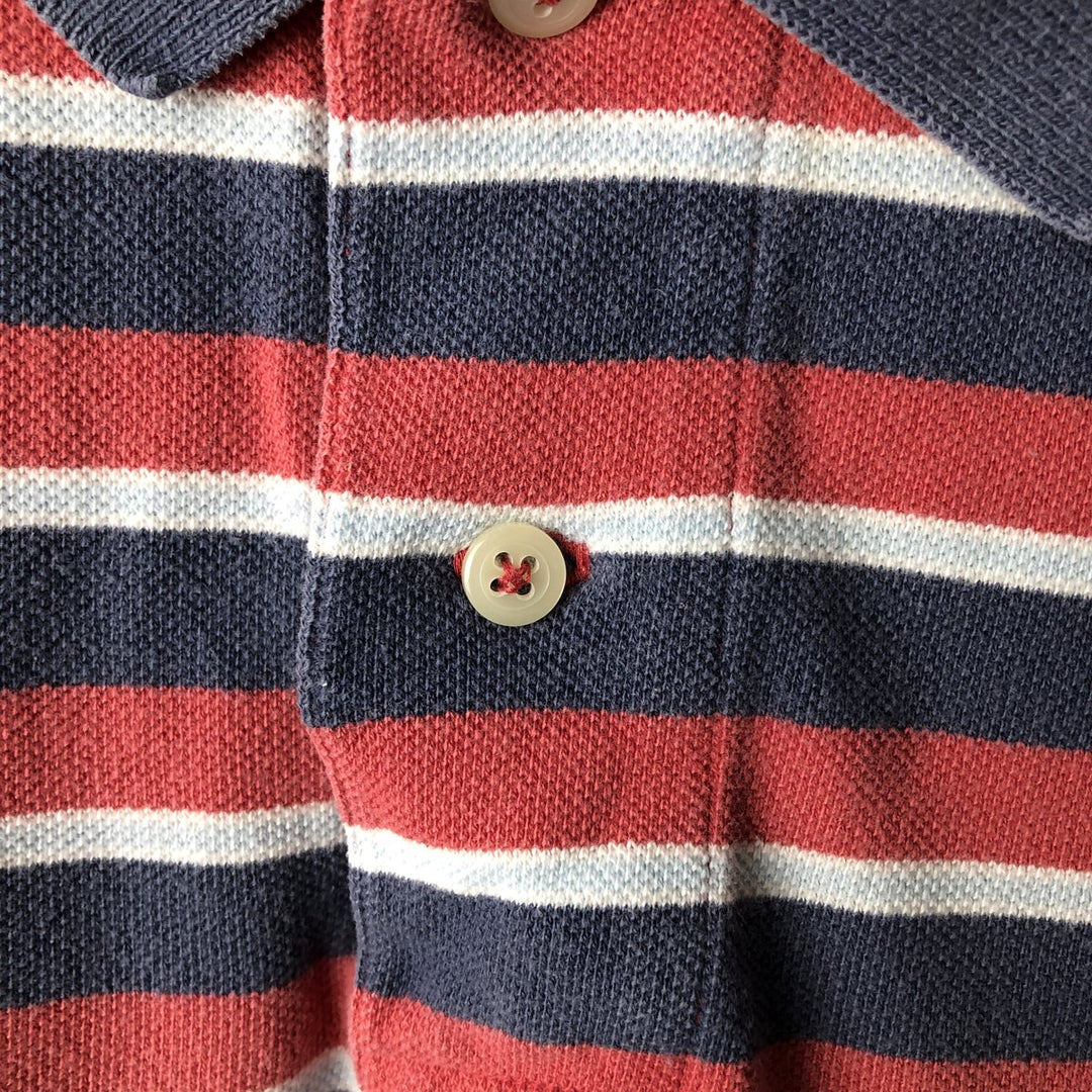 Ralph Lauren POLO by Ralph Lauren short sleeve striped polo shirt, men's XL size cotton red type Vintage Second Hand