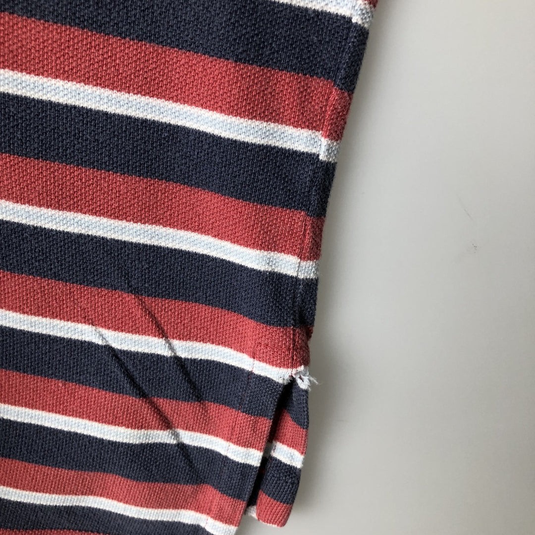 Ralph Lauren POLO by Ralph Lauren short sleeve striped polo shirt, men's XL size cotton red type Vintage Second Hand
