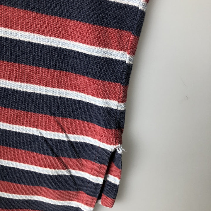 Ralph Lauren POLO by Ralph Lauren short sleeve striped polo shirt, men's XL size cotton red type Vintage Second Hand