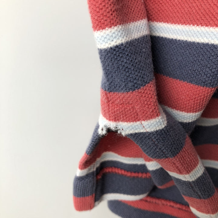 Ralph Lauren POLO by Ralph Lauren short sleeve striped polo shirt, men's XL size cotton red type Vintage Second Hand