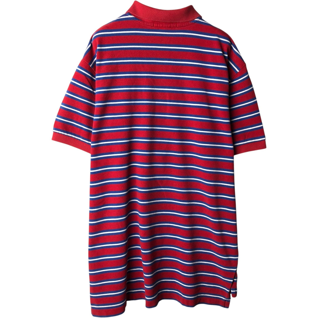 Ralph Lauren POLO by Ralph Lauren short sleeve striped polo shirt, men's XL size cotton red type Vintage Second Hand