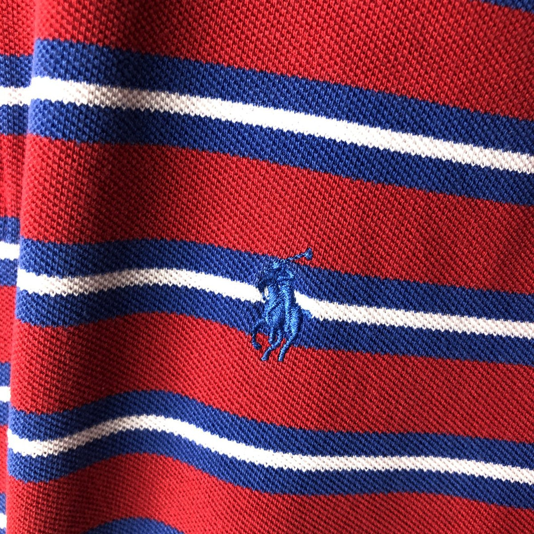 Ralph Lauren POLO by Ralph Lauren short sleeve striped polo shirt, men's XL size cotton red type Vintage Second Hand