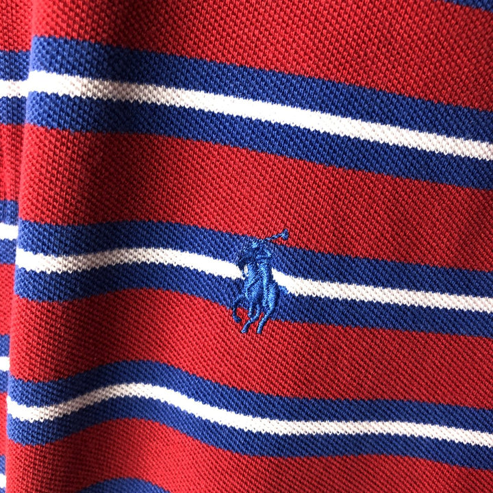 Ralph Lauren POLO by Ralph Lauren short sleeve striped polo shirt, men's XL size cotton red type Vintage Second Hand