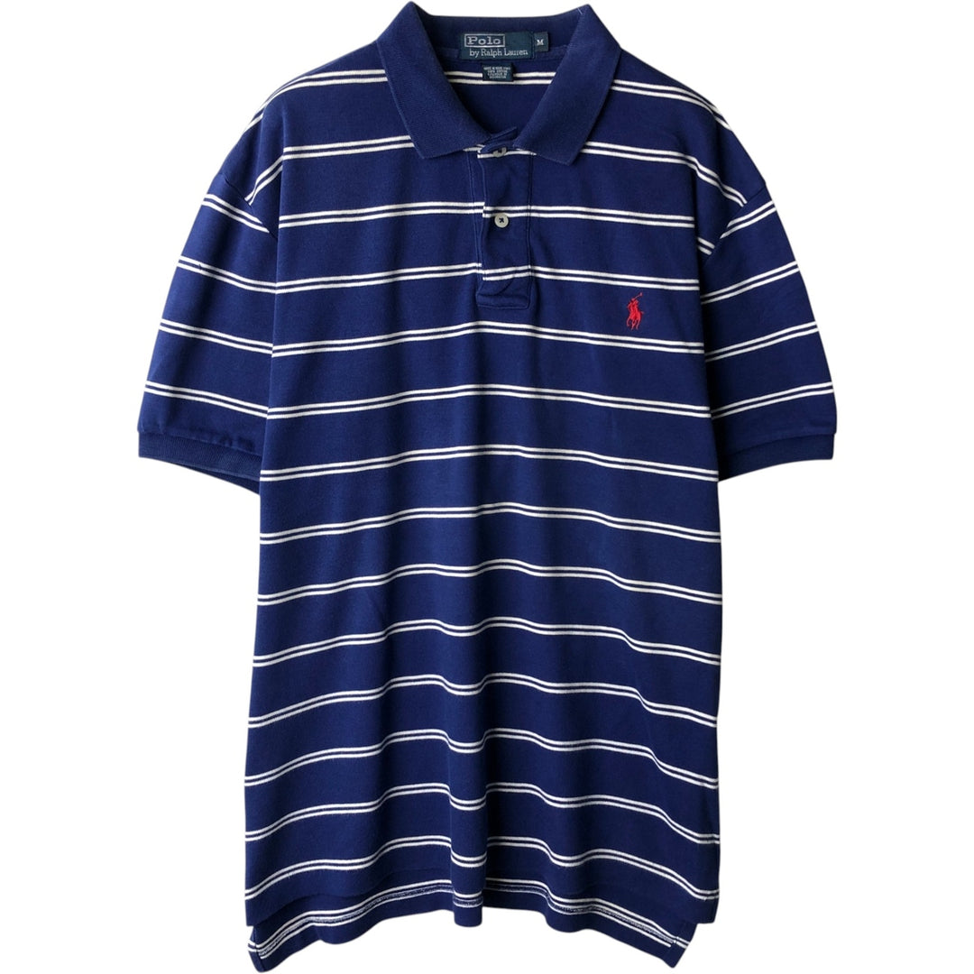 Ralph Lauren POLO by Ralph Lauren short sleeve striped polo shirt, men's size M cotton blue type Vintage Second Hand