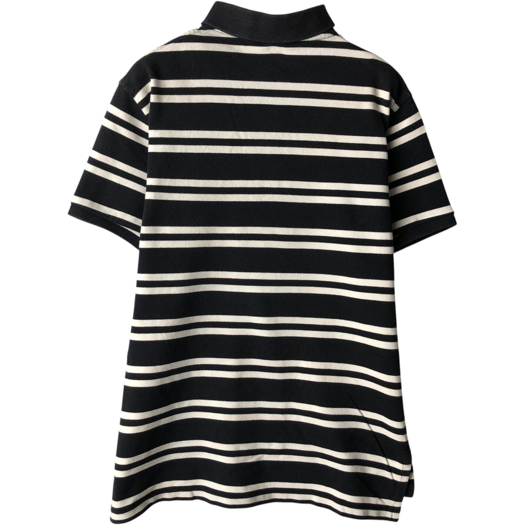 Ralph Lauren POLO by Ralph Lauren COSTOME FIT Short-Sleeve Striped Polo Shirt, Men's Size M (approx.) cotton black type Vintage Second Hand