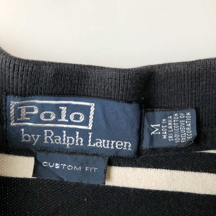 Ralph Lauren POLO by Ralph Lauren COSTOME FIT Short-Sleeve Striped Polo Shirt, Men's Size M (approx.) cotton black type Vintage Second Hand