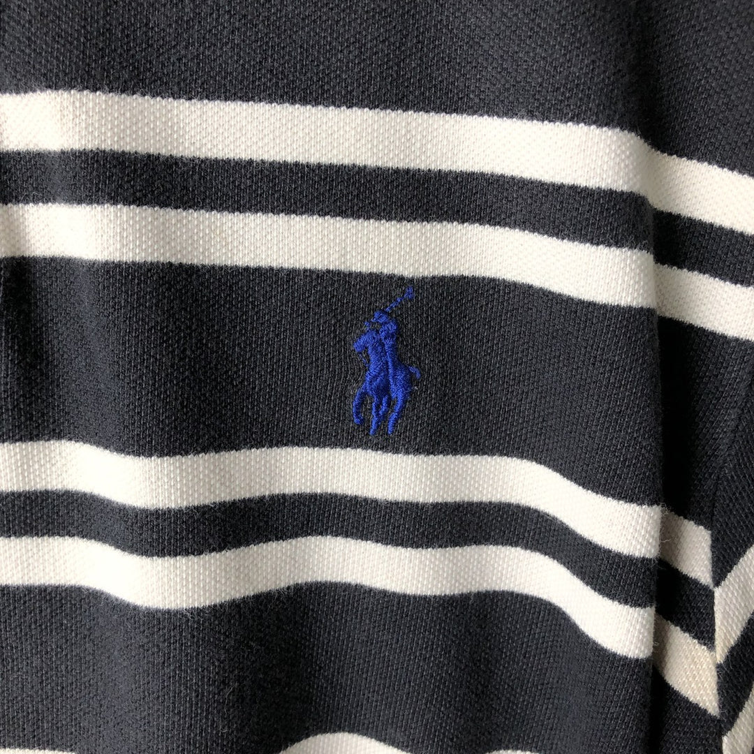 Ralph Lauren POLO by Ralph Lauren COSTOME FIT Short-Sleeve Striped Polo Shirt, Men's Size M (approx.) cotton black type Vintage Second Hand