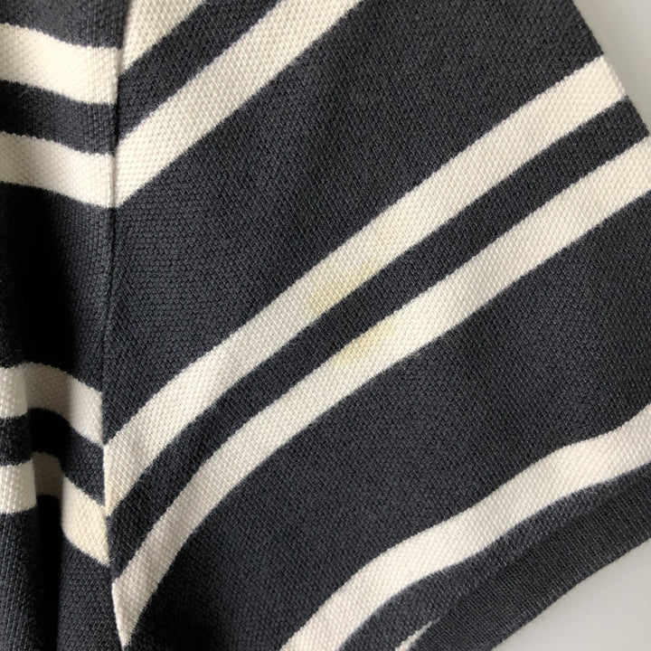 Ralph Lauren POLO by Ralph Lauren COSTOME FIT Short-Sleeve Striped Polo Shirt, Men's Size M (approx.) cotton black type Vintage Second Hand
