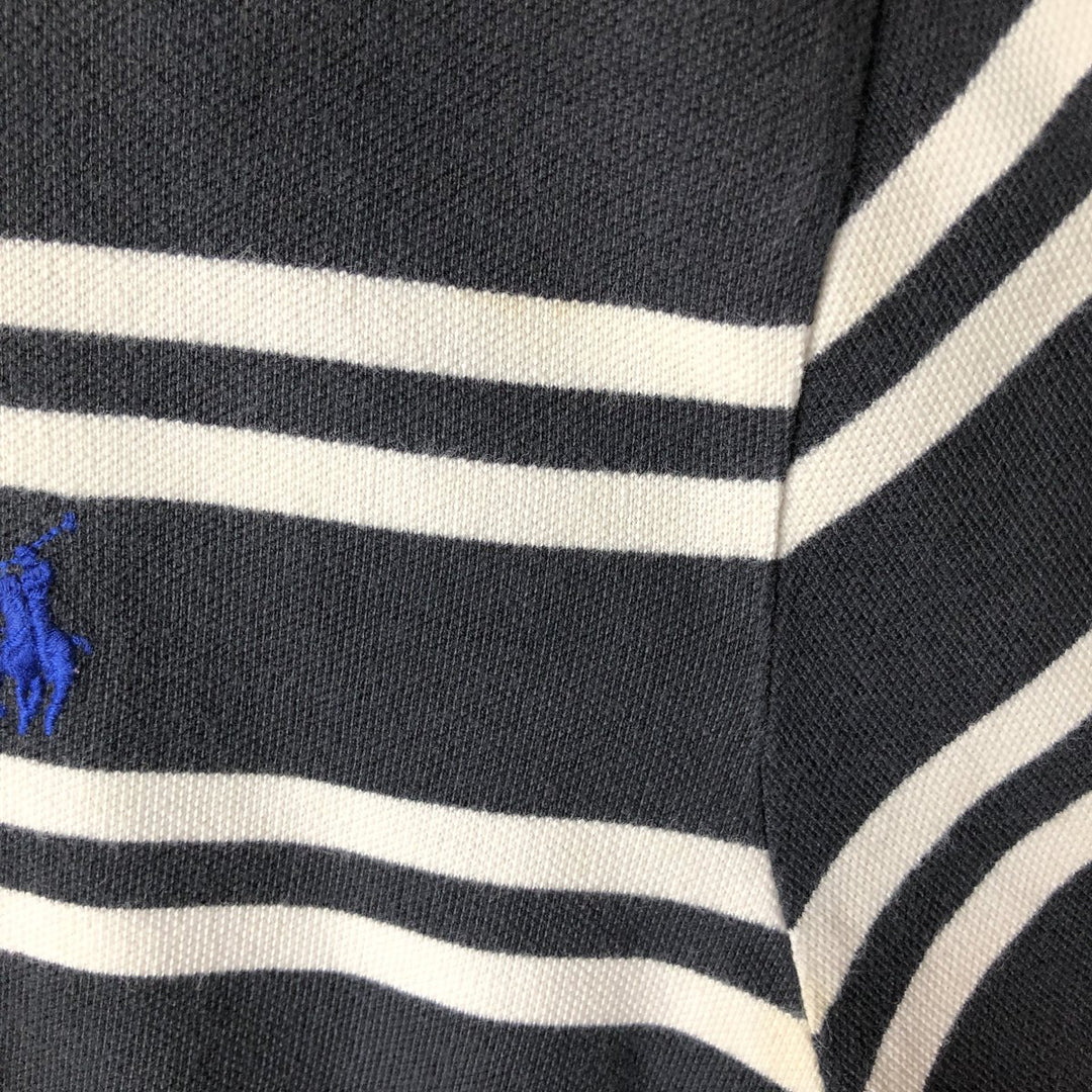Ralph Lauren POLO by Ralph Lauren COSTOME FIT Short-Sleeve Striped Polo Shirt, Men's Size M (approx.) cotton black type Vintage Second Hand