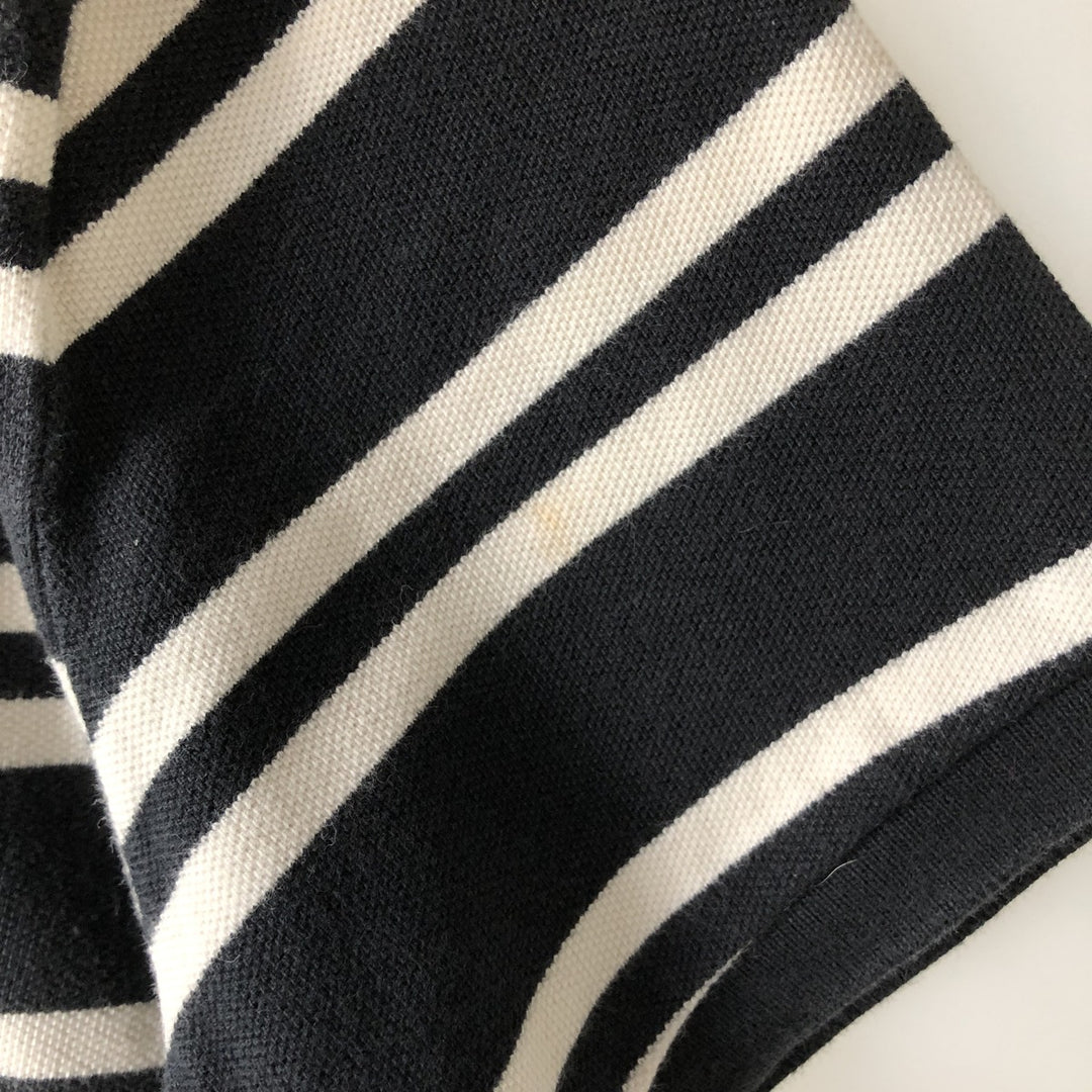 Ralph Lauren POLO by Ralph Lauren COSTOME FIT Short-Sleeve Striped Polo Shirt, Men's Size M (approx.) cotton black type Vintage Second Hand