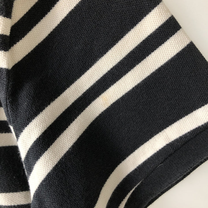 Ralph Lauren POLO by Ralph Lauren COSTOME FIT Short-Sleeve Striped Polo Shirt, Men's Size M (approx.) cotton black type Vintage Second Hand