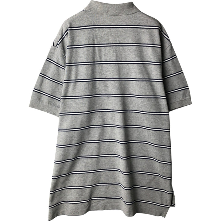 Ralph Lauren POLO by Ralph Lauren short sleeve striped polo shirt, men's XL size cotton gray type Vintage Second Hand