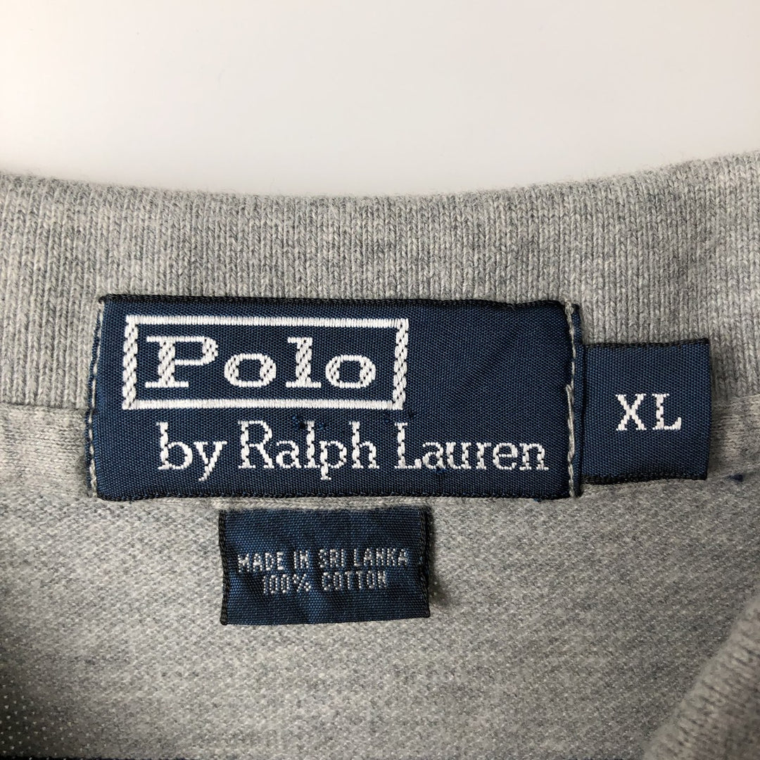 Ralph Lauren POLO by Ralph Lauren short sleeve striped polo shirt, men's XL size cotton gray type Vintage Second Hand