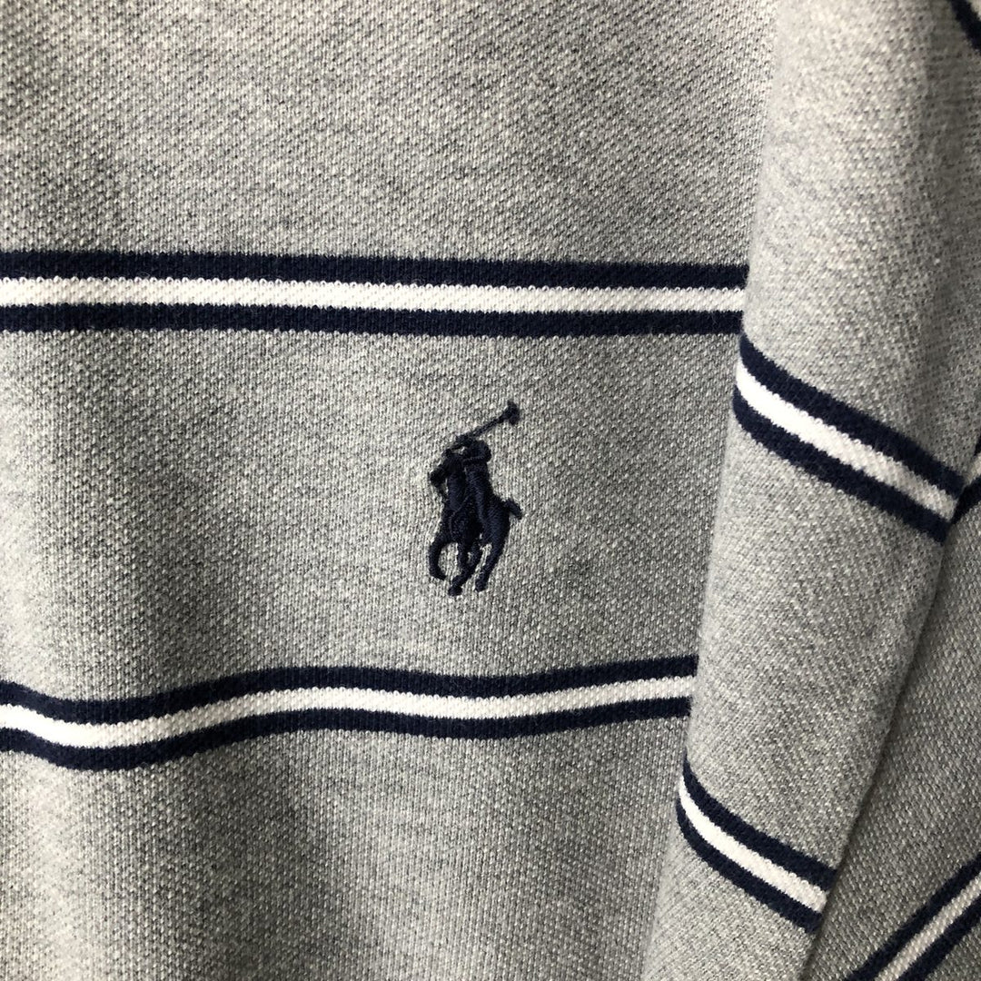Ralph Lauren POLO by Ralph Lauren short sleeve striped polo shirt, men's XL size cotton gray type Vintage Second Hand