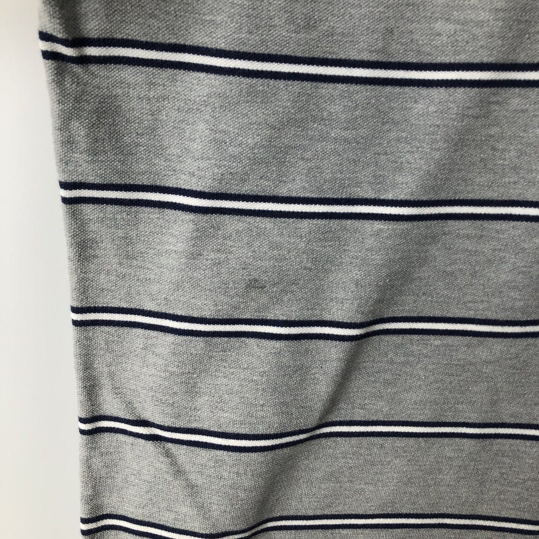 Ralph Lauren POLO by Ralph Lauren short sleeve striped polo shirt, men's XL size cotton gray type Vintage Second Hand