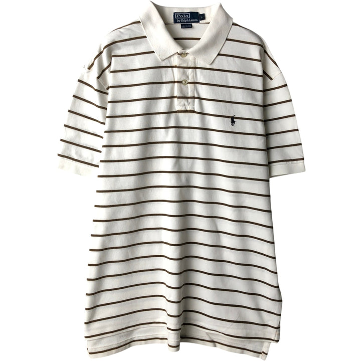 Ralph Lauren POLO by Ralph Lauren short sleeve striped polo shirt, men's size L cotton white type Vintage Second Hand