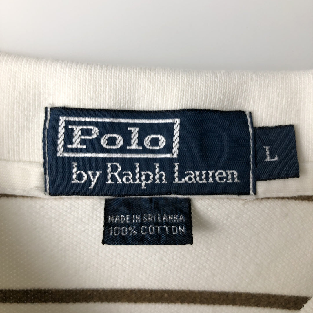 Ralph Lauren POLO by Ralph Lauren short sleeve striped polo shirt, men's size L cotton white type Vintage Second Hand