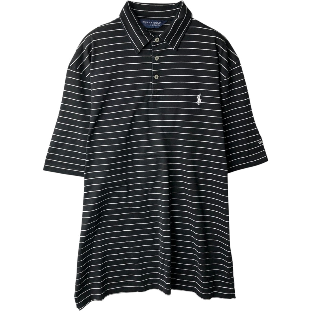 Ralph Lauren POLO GOLF Polo Golf short sleeve striped polo shirt men's size M Pima Cotton black type Vintage Second Hand