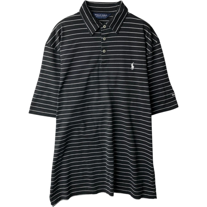 Ralph Lauren POLO GOLF Polo Golf short sleeve striped polo shirt men's size M Pima Cotton black type Vintage Second Hand