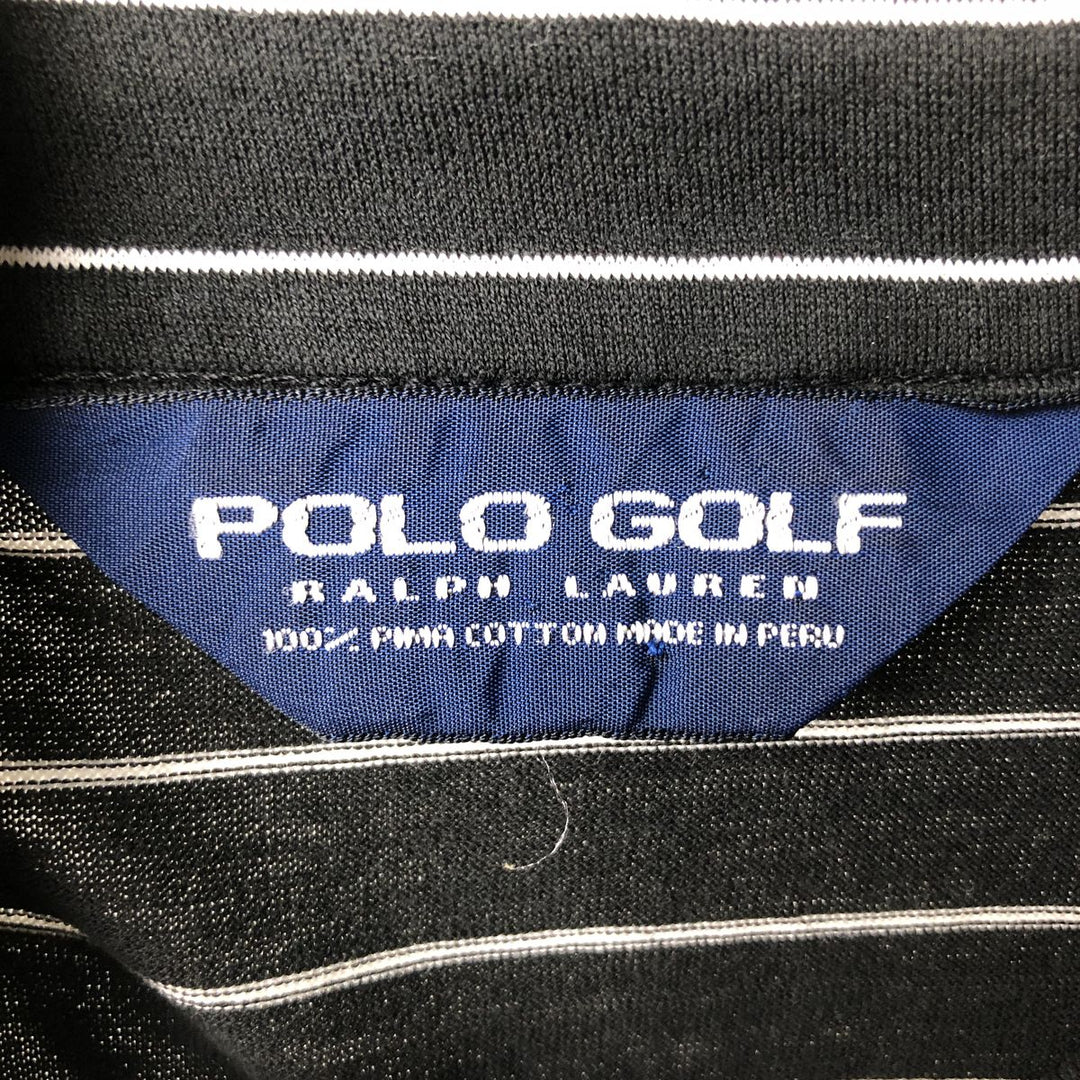 Ralph Lauren POLO GOLF Polo Golf short sleeve striped polo shirt men's size M Pima Cotton black type Vintage Second Hand