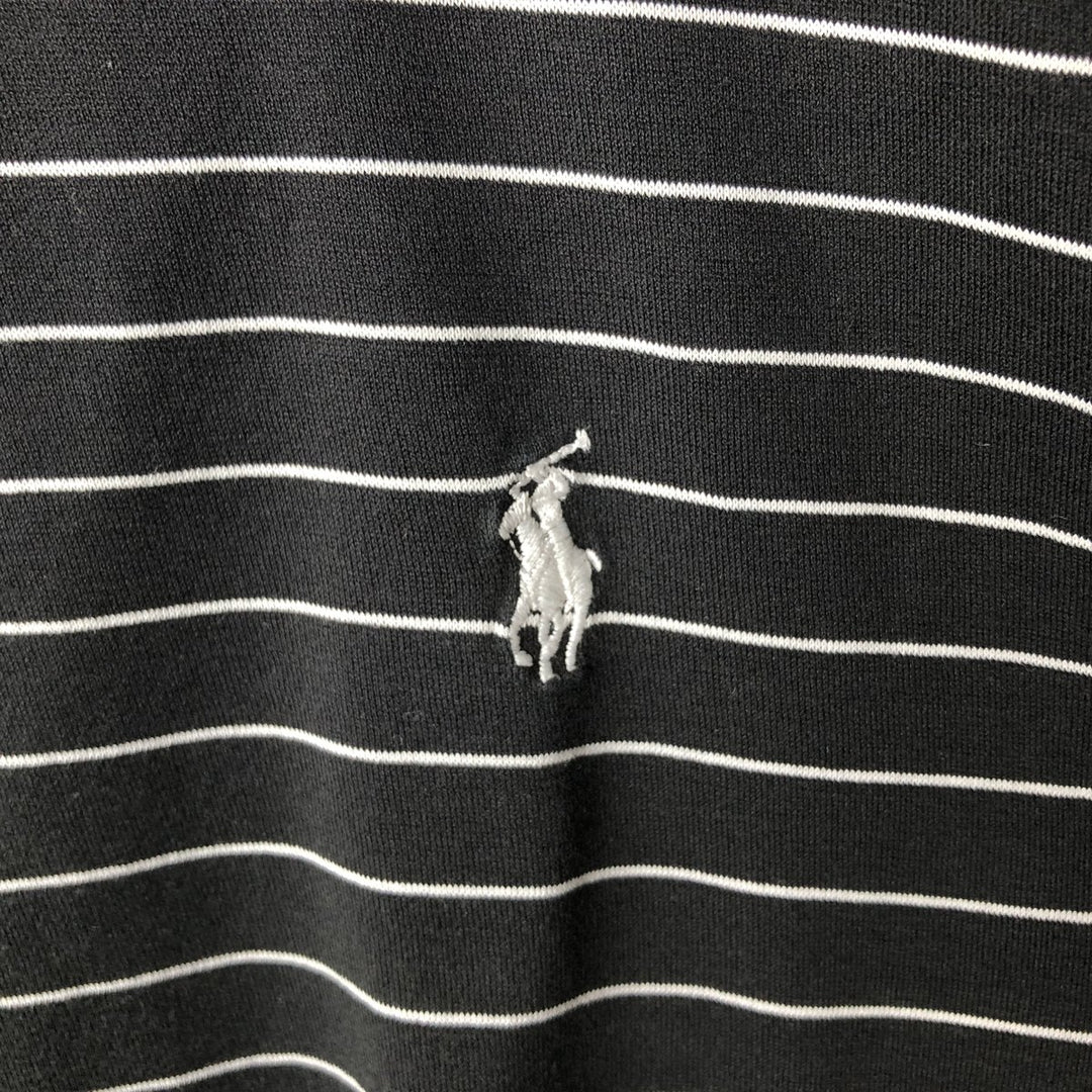 Ralph Lauren POLO GOLF Polo Golf short sleeve striped polo shirt men's size M Pima Cotton black type Vintage Second Hand