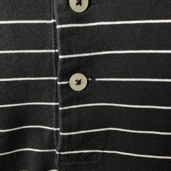 Ralph Lauren POLO GOLF Polo Golf short sleeve striped polo shirt men's size M Pima Cotton black type Vintage Second Hand
