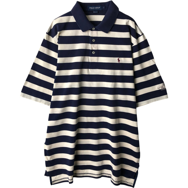 Ralph Lauren POLO GOLF Short Sleeve Striped Polo Shirt Men's Size L cotton navy blue type Vintage Second Hand