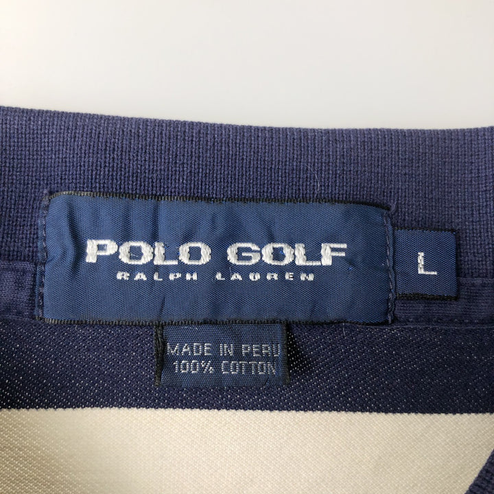 Ralph Lauren POLO GOLF Short Sleeve Striped Polo Shirt Men's Size L cotton navy blue type Vintage Second Hand