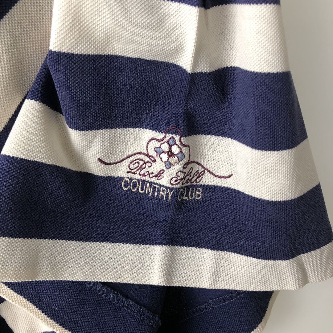 Ralph Lauren POLO GOLF Short Sleeve Striped Polo Shirt Men's Size L cotton navy blue type Vintage Second Hand