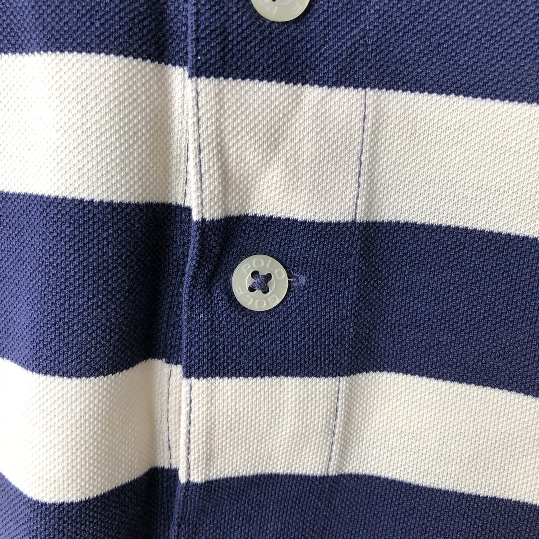 Ralph Lauren POLO GOLF Short Sleeve Striped Polo Shirt Men's Size L cotton navy blue type Vintage Second Hand