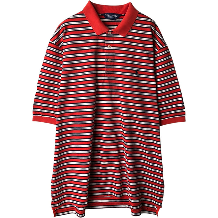 Ralph Lauren POLO GOLF Short Sleeve Striped Polo Shirt Men's XL Pima Cotton orange type Vintage Second Hand