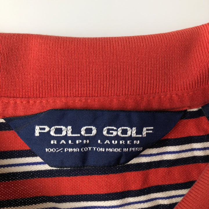 Ralph Lauren POLO GOLF Short Sleeve Striped Polo Shirt Men's XL Pima Cotton orange type Vintage Second Hand