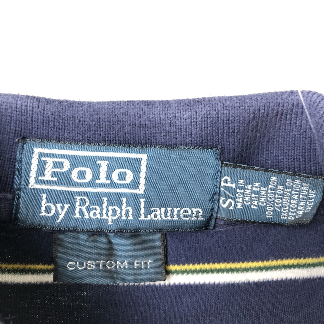 Ralph Lauren POLO by Ralph Lauren COSTOME FIT Short-Sleeve Striped Polo Shirt, Men's Size S (approx.) cotton navy blue type Vintage Second Hand