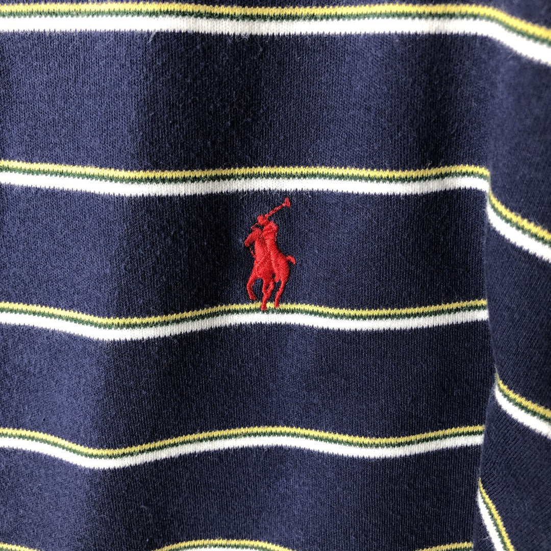 Ralph Lauren POLO by Ralph Lauren COSTOME FIT Short-Sleeve Striped Polo Shirt, Men's Size S (approx.) cotton navy blue type Vintage Second Hand