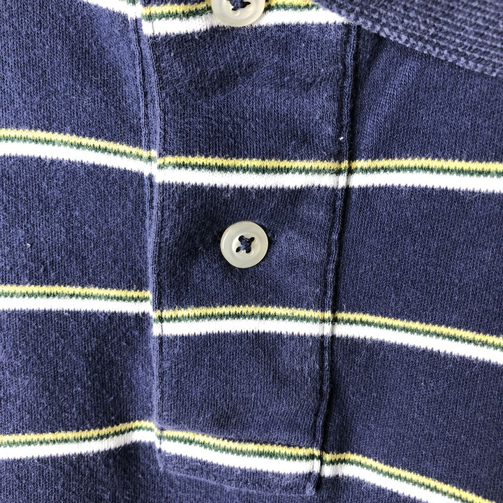 Ralph Lauren POLO by Ralph Lauren COSTOME FIT Short-Sleeve Striped Polo Shirt, Men's Size S (approx.) cotton navy blue type Vintage Second Hand
